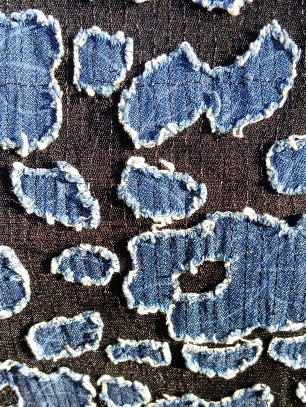 Julia Jordan Blue Denim Appliqué fringe Shift Dress. Arty. Coastal Cowgirl - Picture 10 of 10